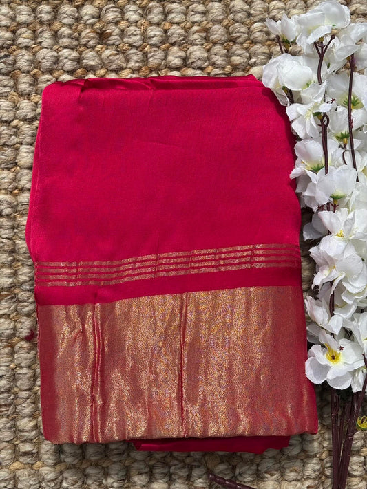 Pink pure modal silk saree