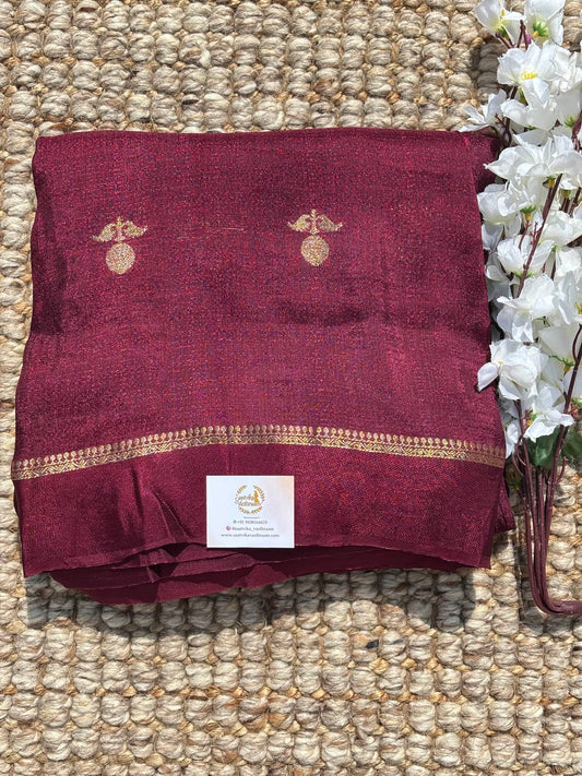 Deep Marron Jute Linen Saree