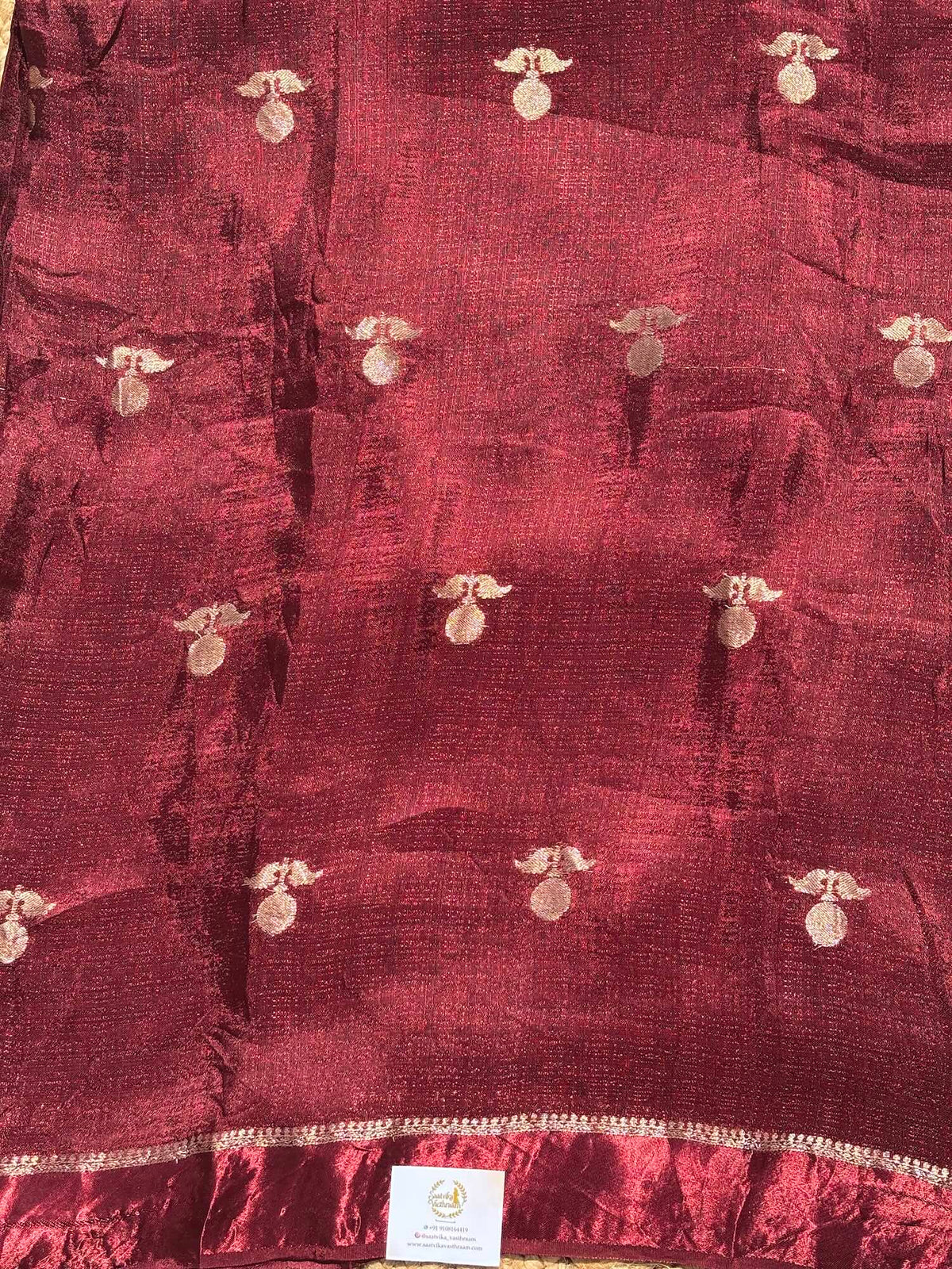 Wine Jute Linen Saree