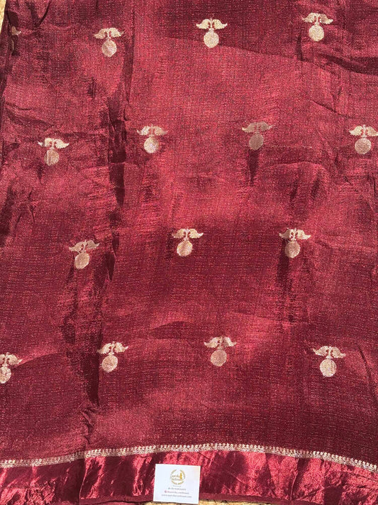 Wine Jute Linen Saree