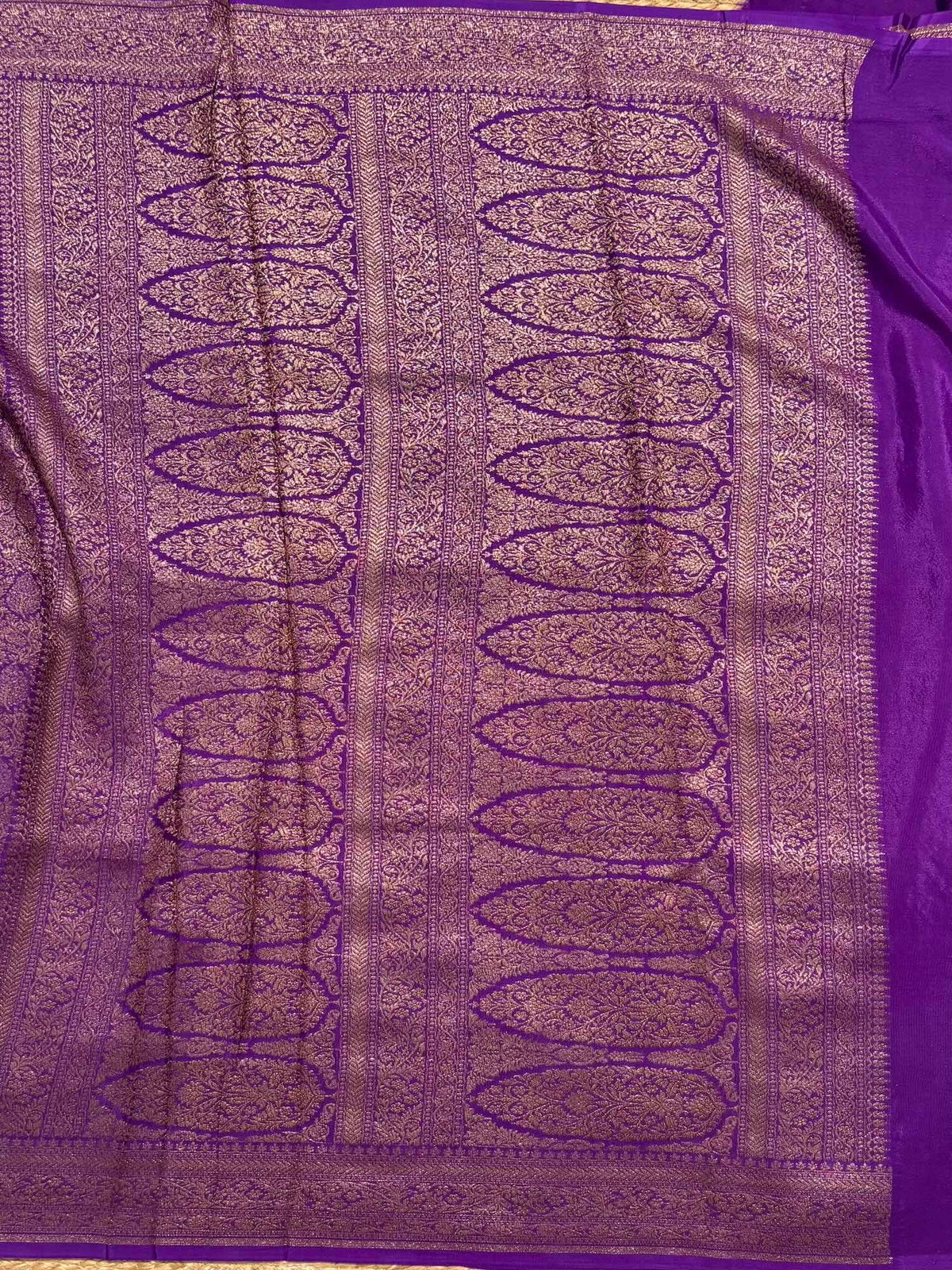 Purple Brocade Banarasi Chiffon silk saree