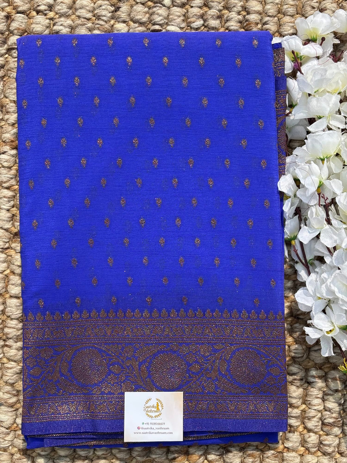 Royal Blue Semi Kaddi Saree
