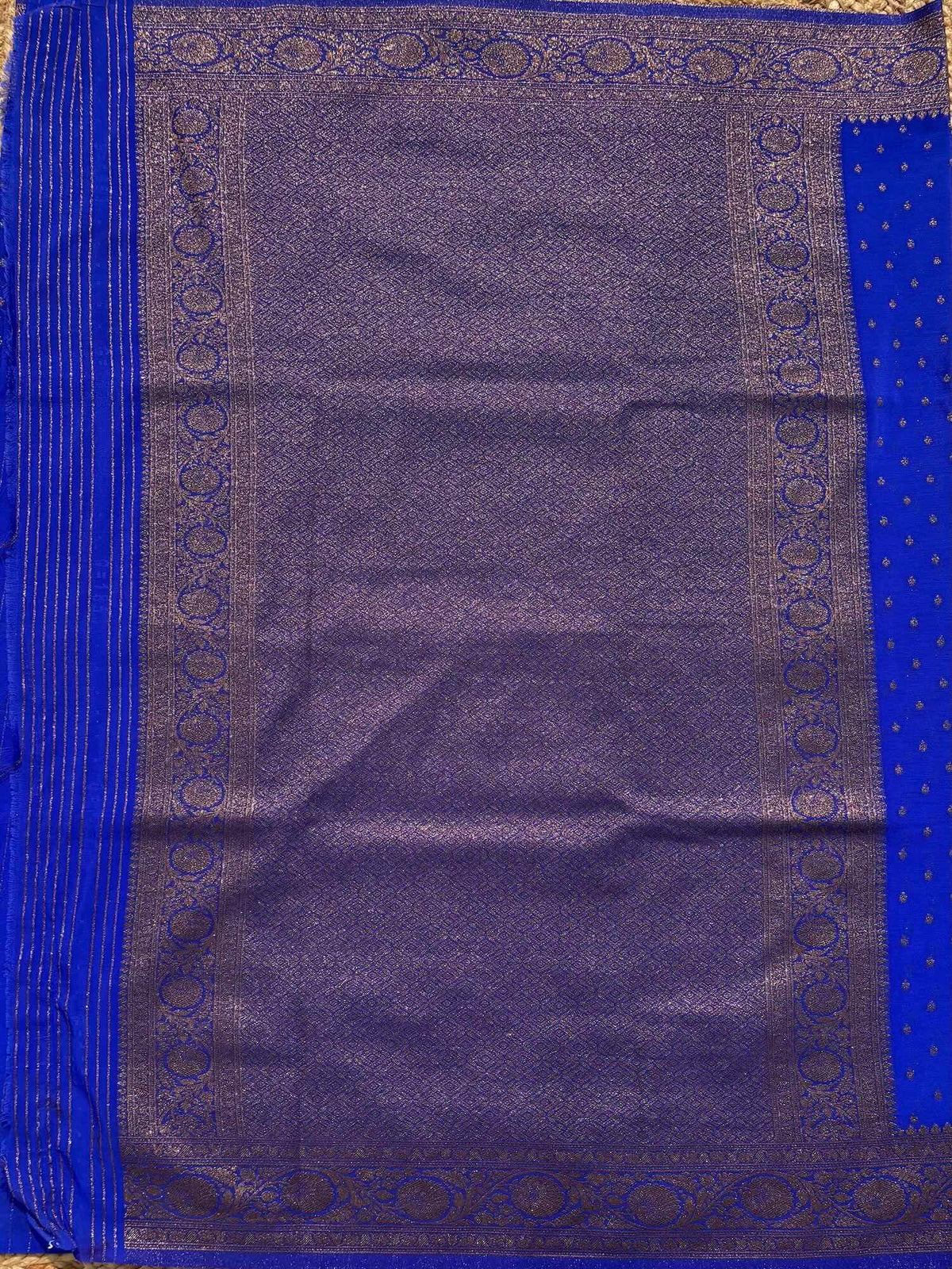 Royal Blue Semi Kaddi Saree