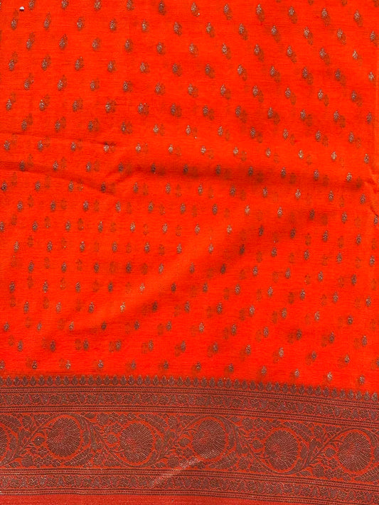 Orange Semi Kaddi Saree