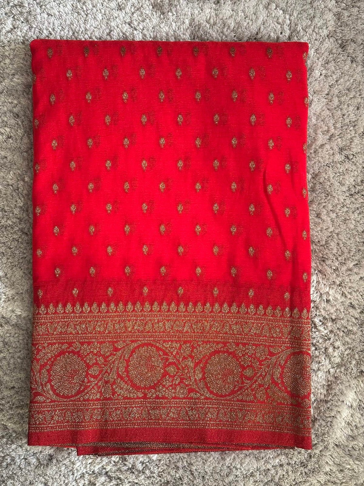 Red Semi Kaddi Saree