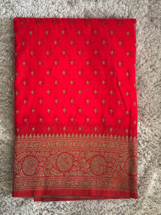 Red Semi Kaddi Saree