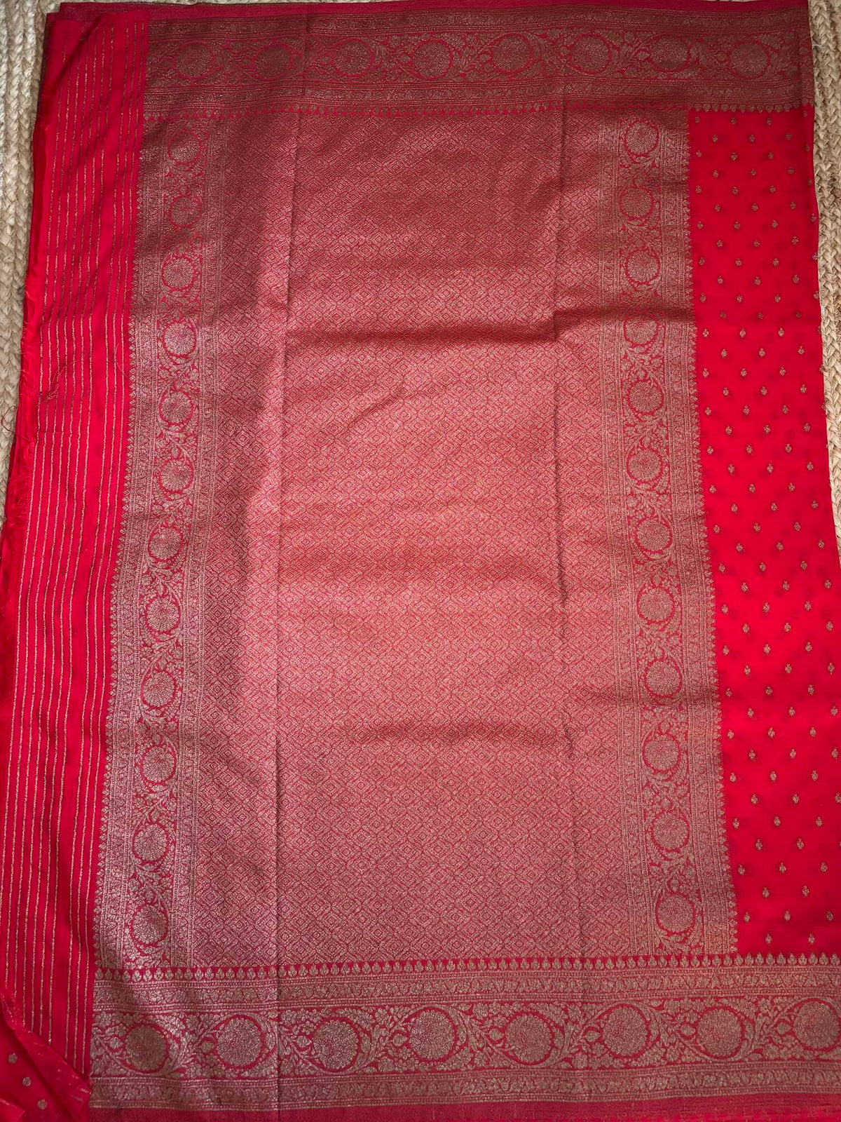 Red Semi Kaddi Saree