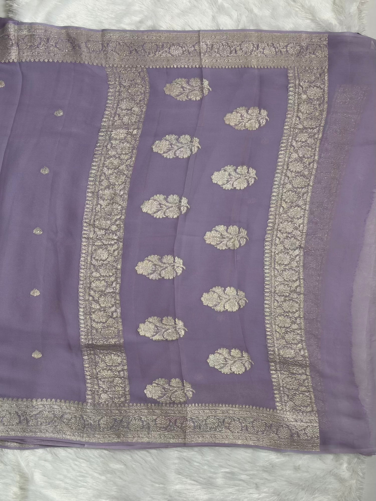 Lavender banarasi pure khadi chiffon