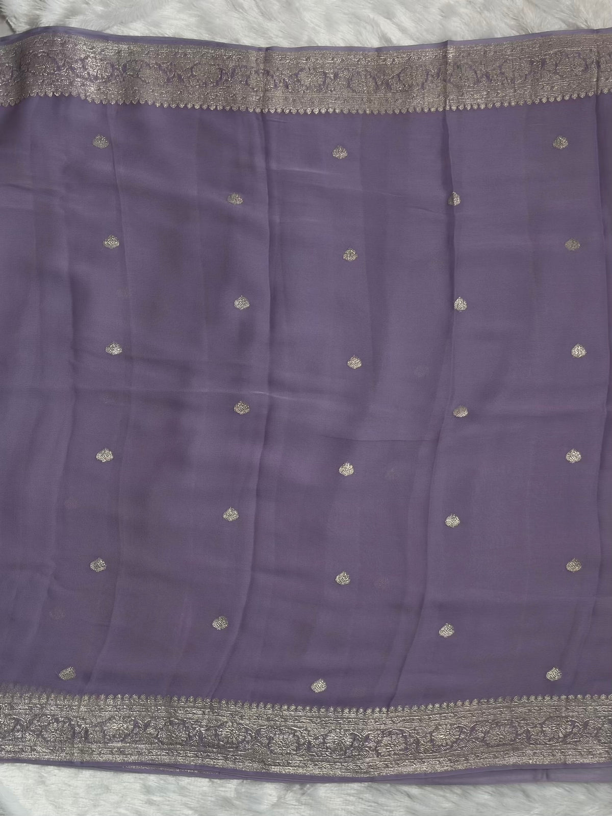 Lavender banarasi pure khadi chiffon