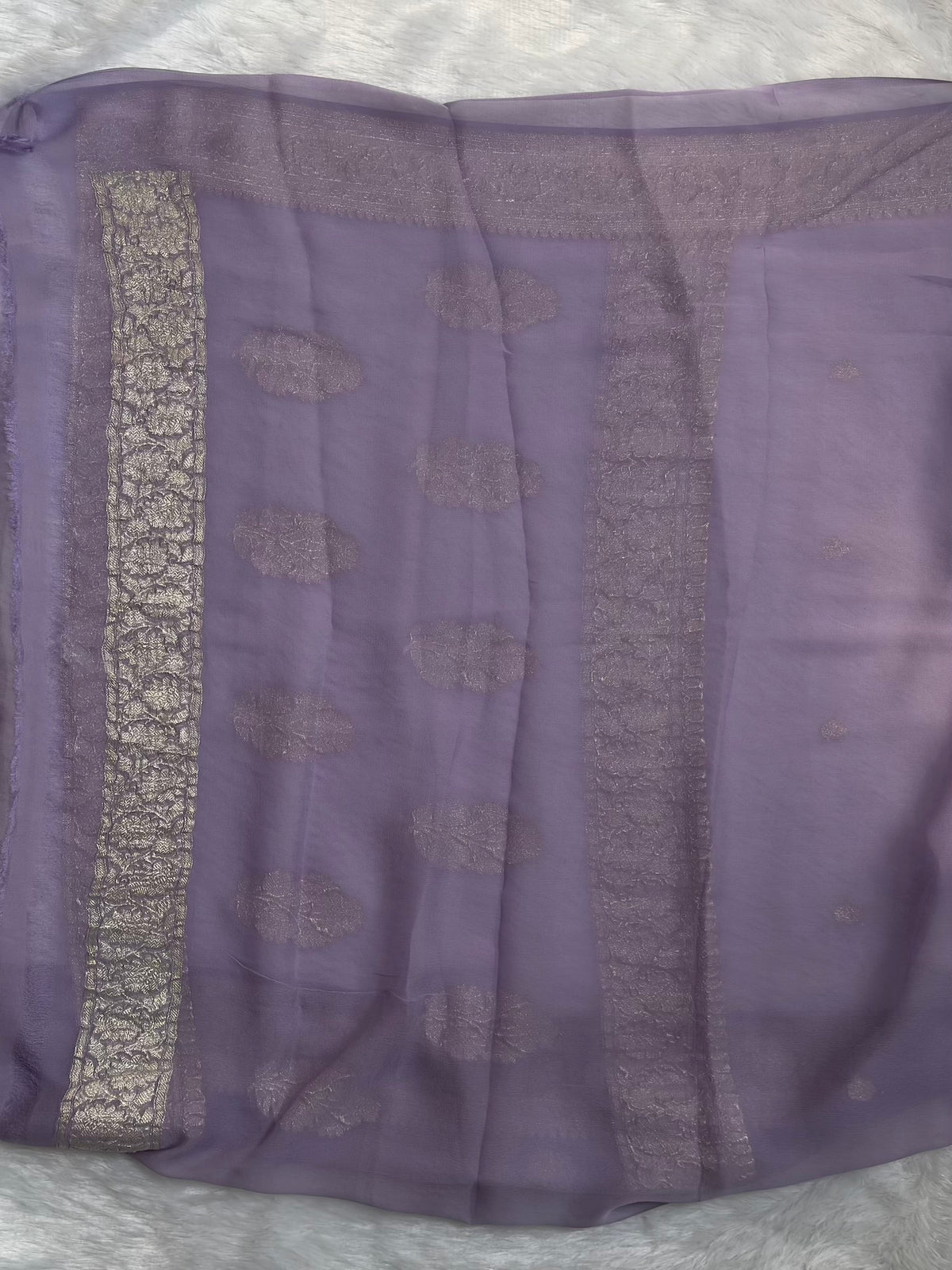 Lavender banarasi pure khadi chiffon