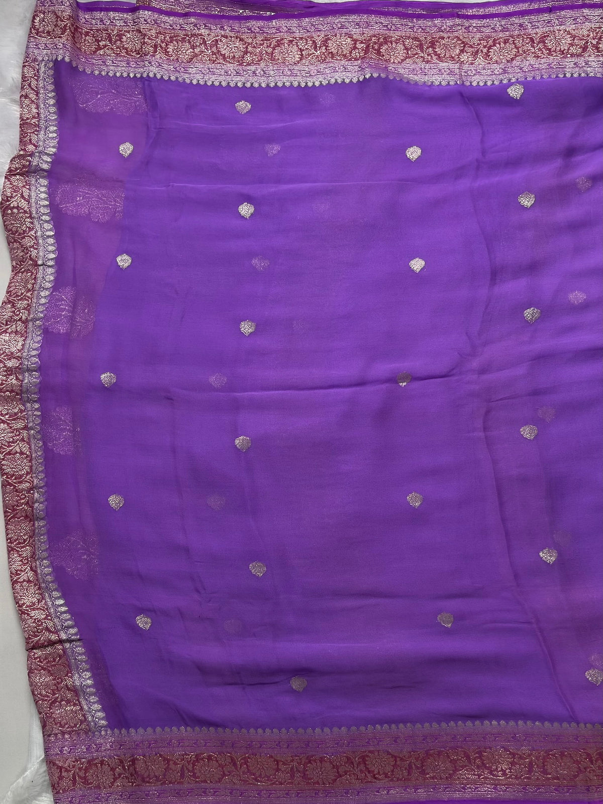 Purple with Maroon banarasi pure khadi chiffon