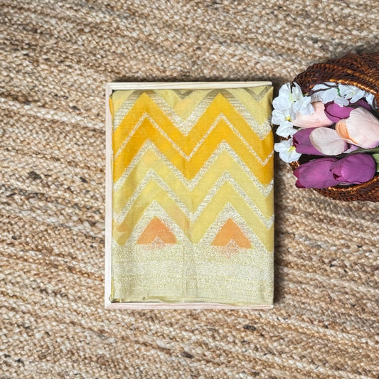 Yellow and Cream Khaddi Georgette Rangkat