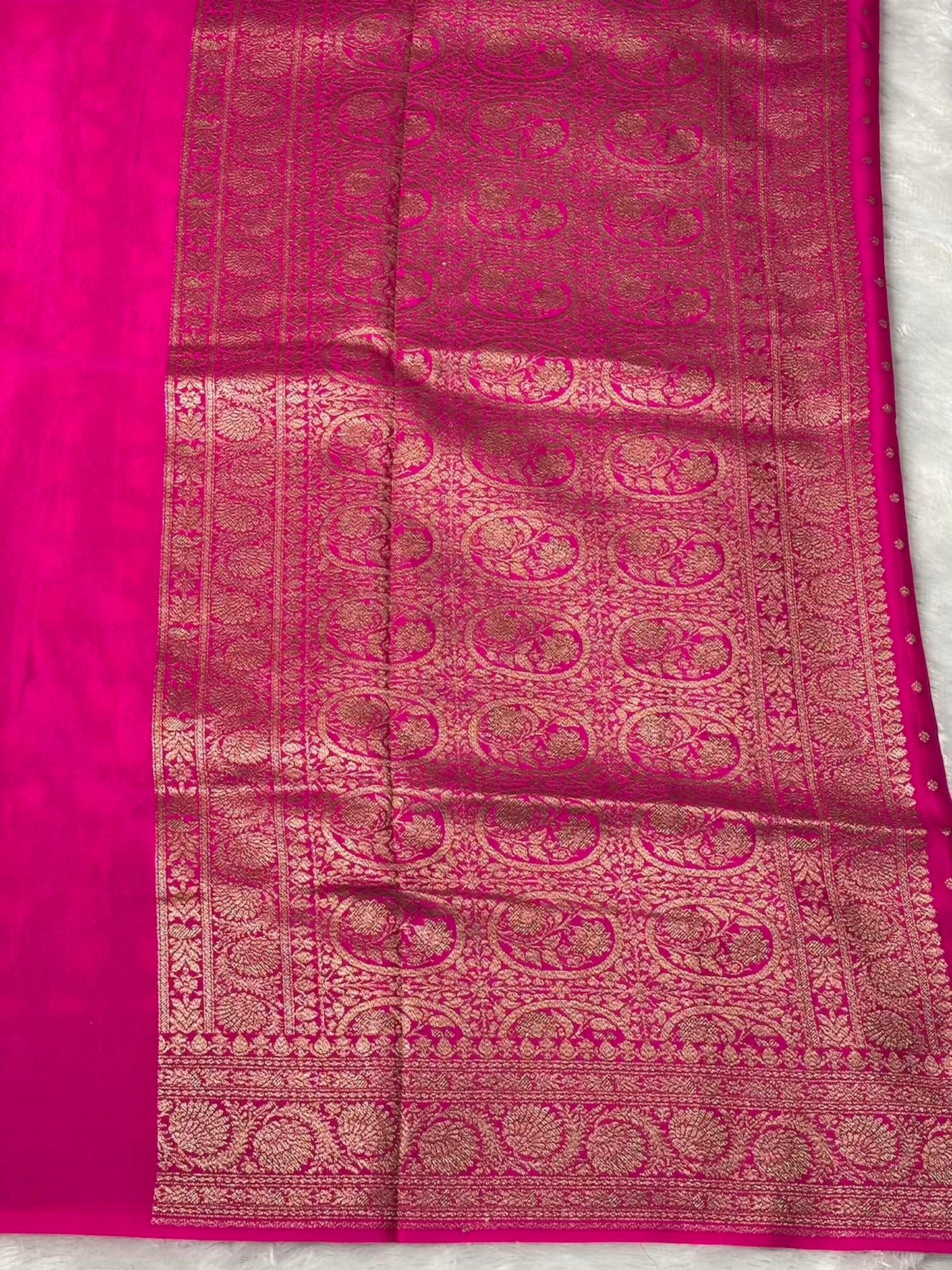 Rani pink pure Banarasi crepe silk saree