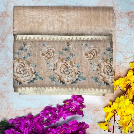 Sand Nude Semi Tussar Digital print Saree