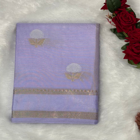 Lavender Semi Raw Mango Silk Saree