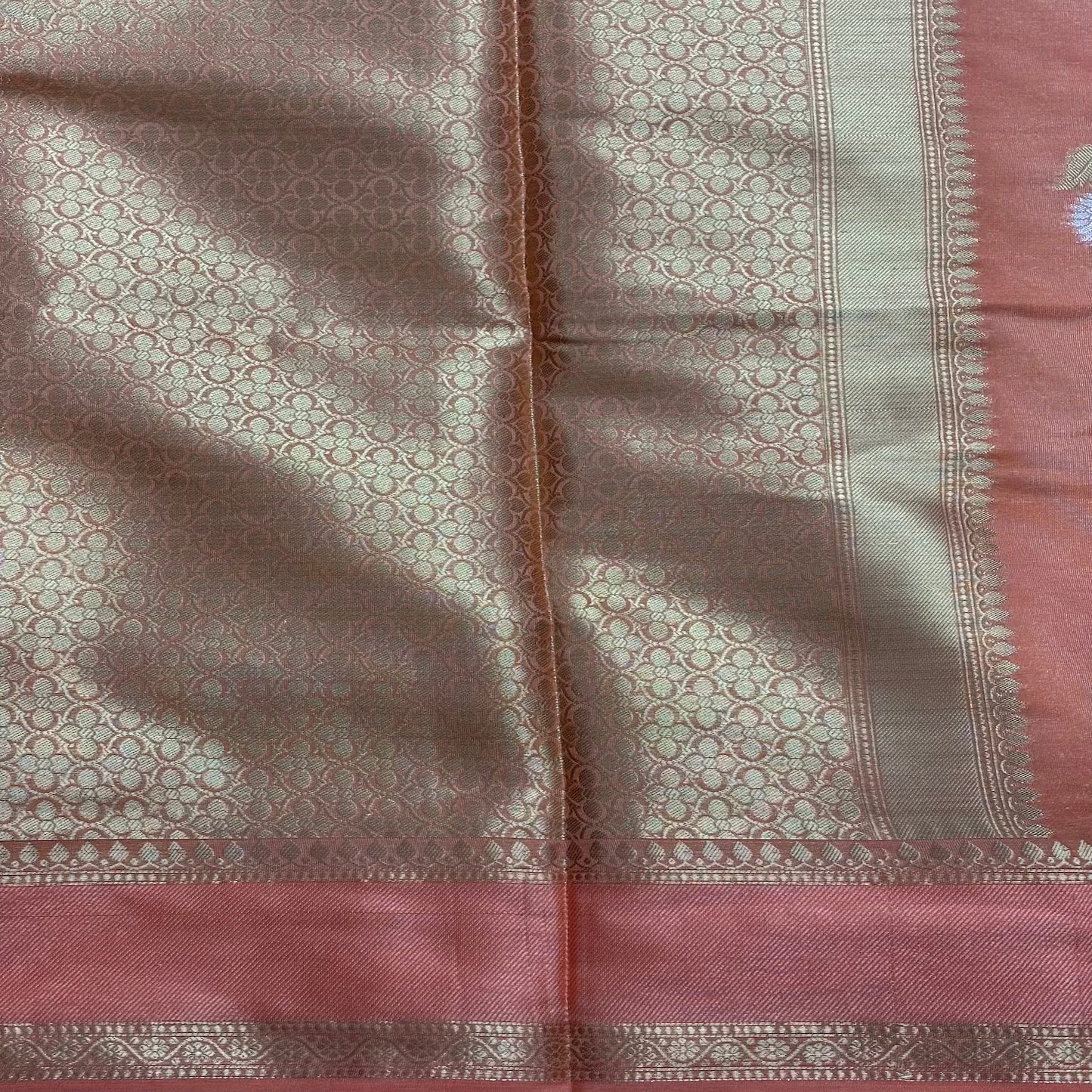 Orange Semi Raw Mango Silk Saree