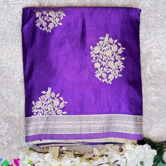 Purple Banarasi Pure Mashru Silk Saree