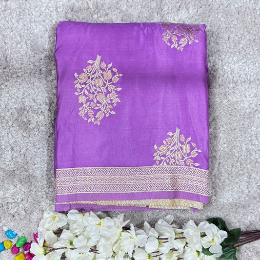 Lavender Banarasi Pure Mashru Silk Saree