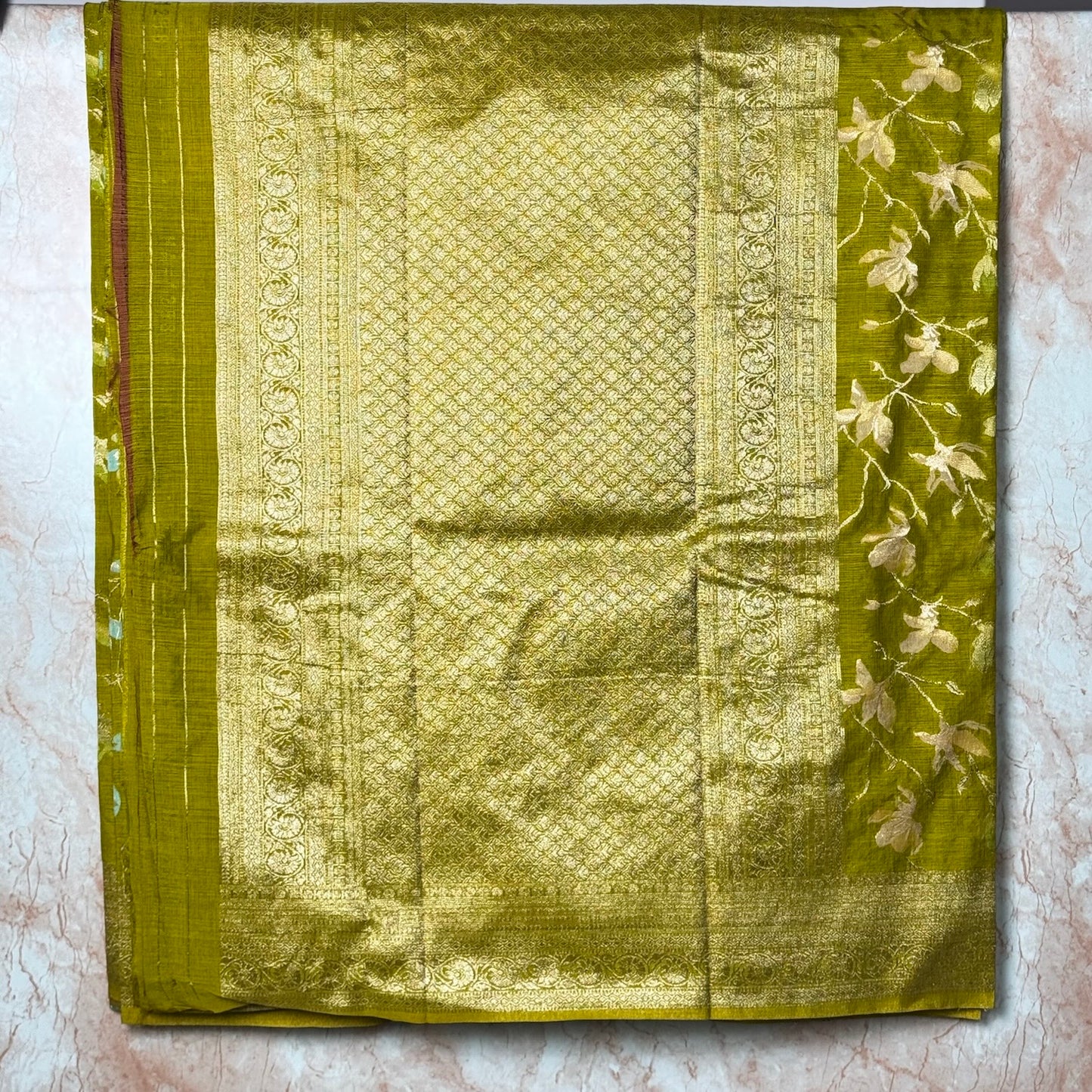 Mehandi Green Crape HandBrush Saree
