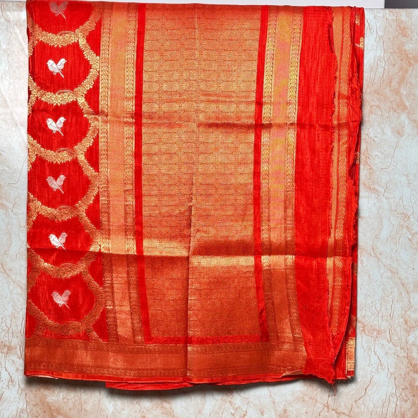 Rust Orange Banarasi Mashur Silk Saree