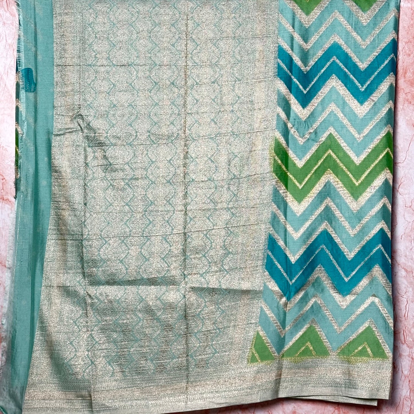 Sea Blue n Green Rangkat Georgette
