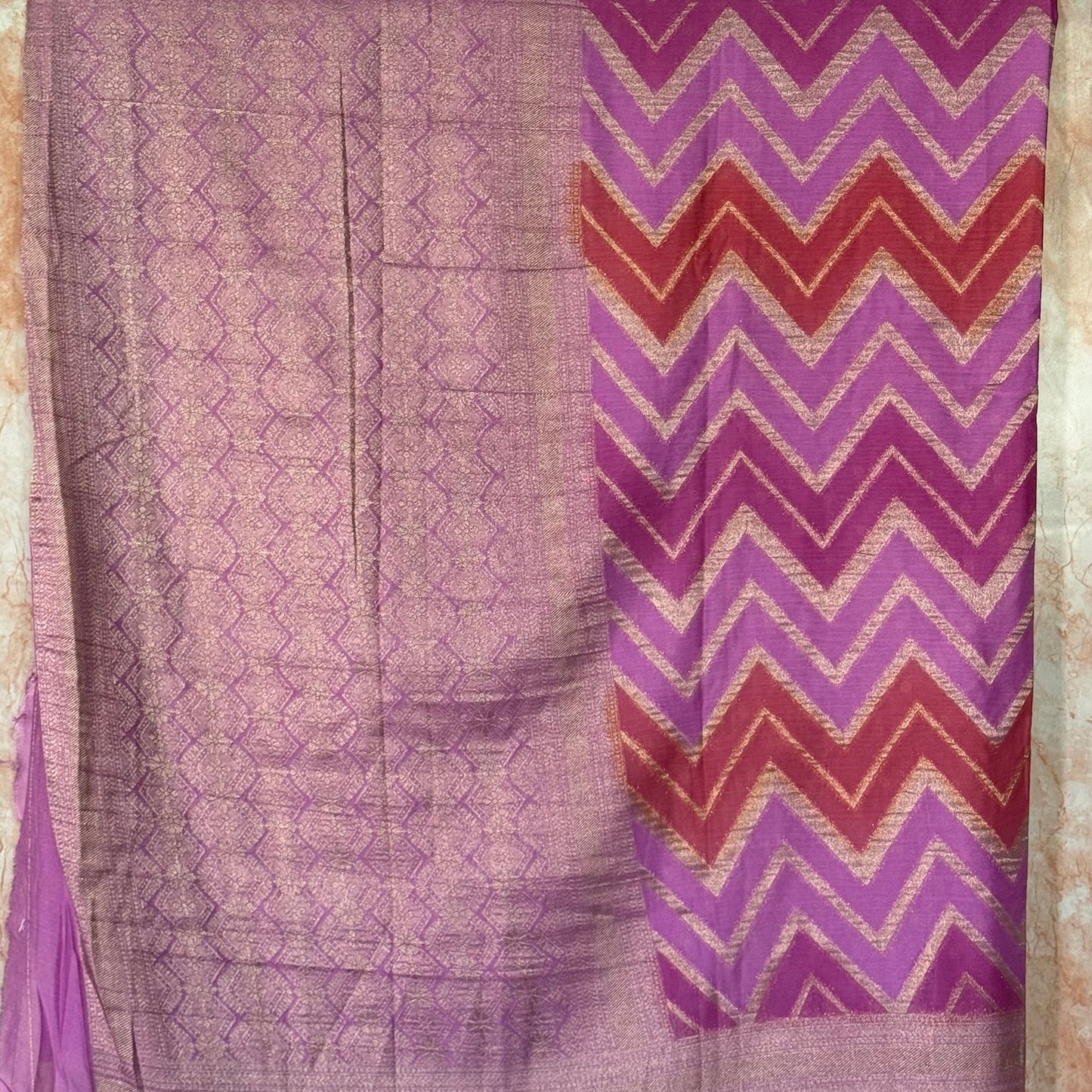 Lavender n Pink Khaddi Georgette Rangkat