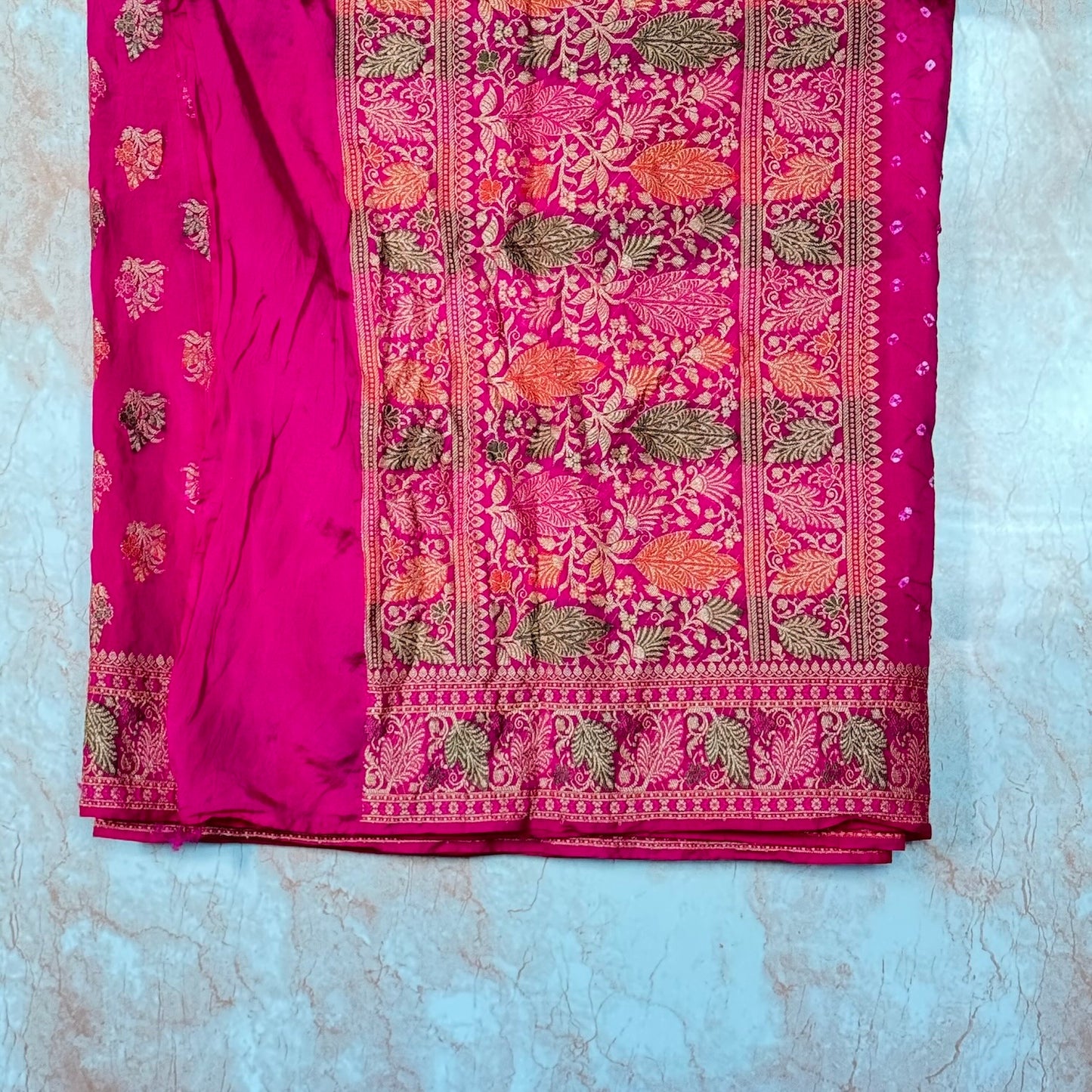 Pink Handmade Bandhej Saree