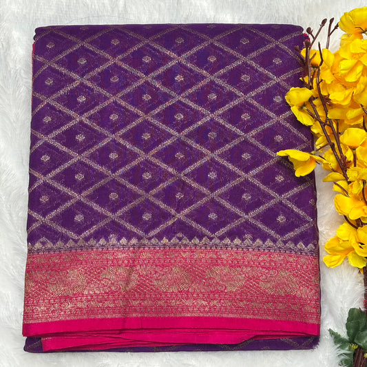 Purple and Pink semi georgette saree