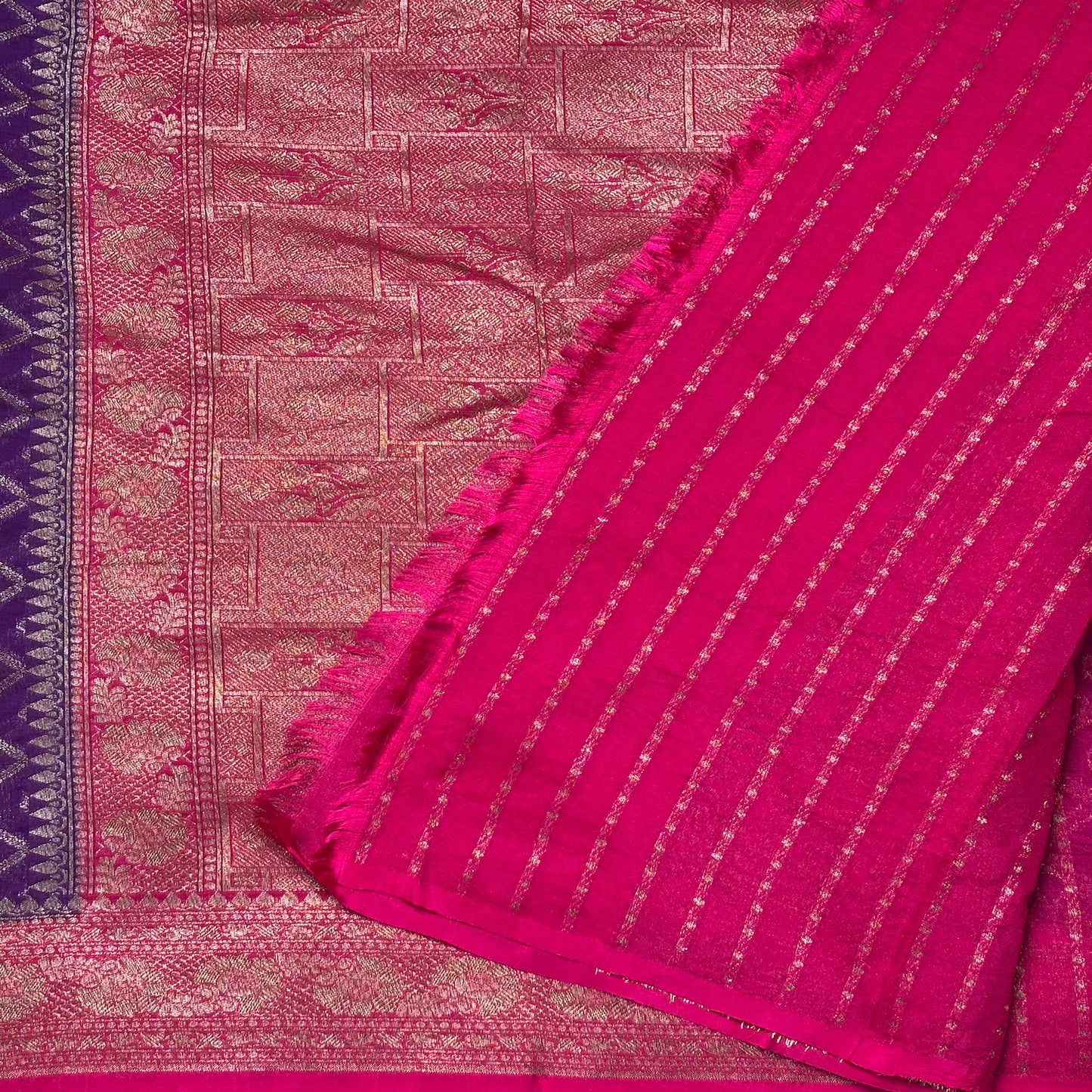 Purple and Pink semi georgette saree