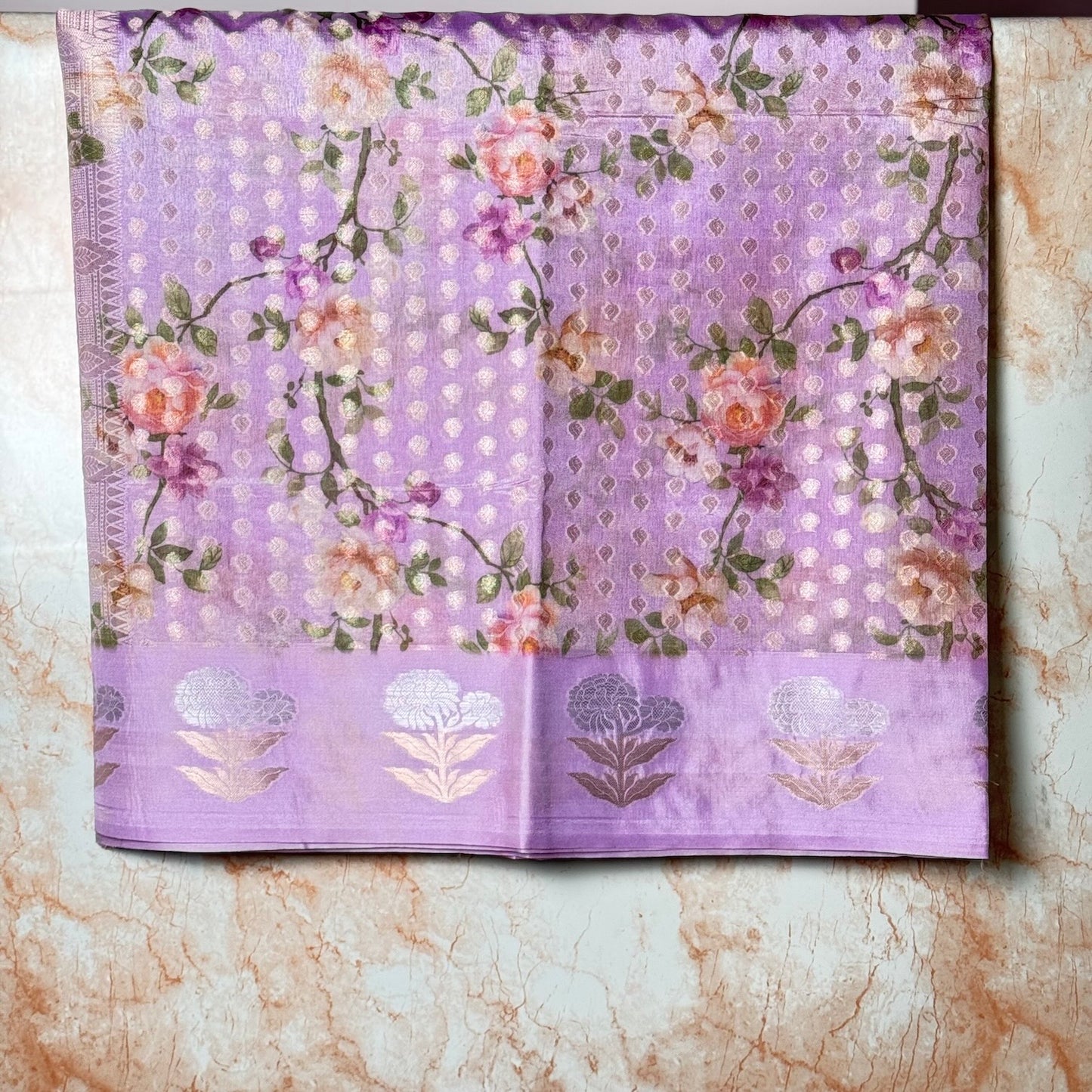 Lavender Raw Mango Digital print Saree