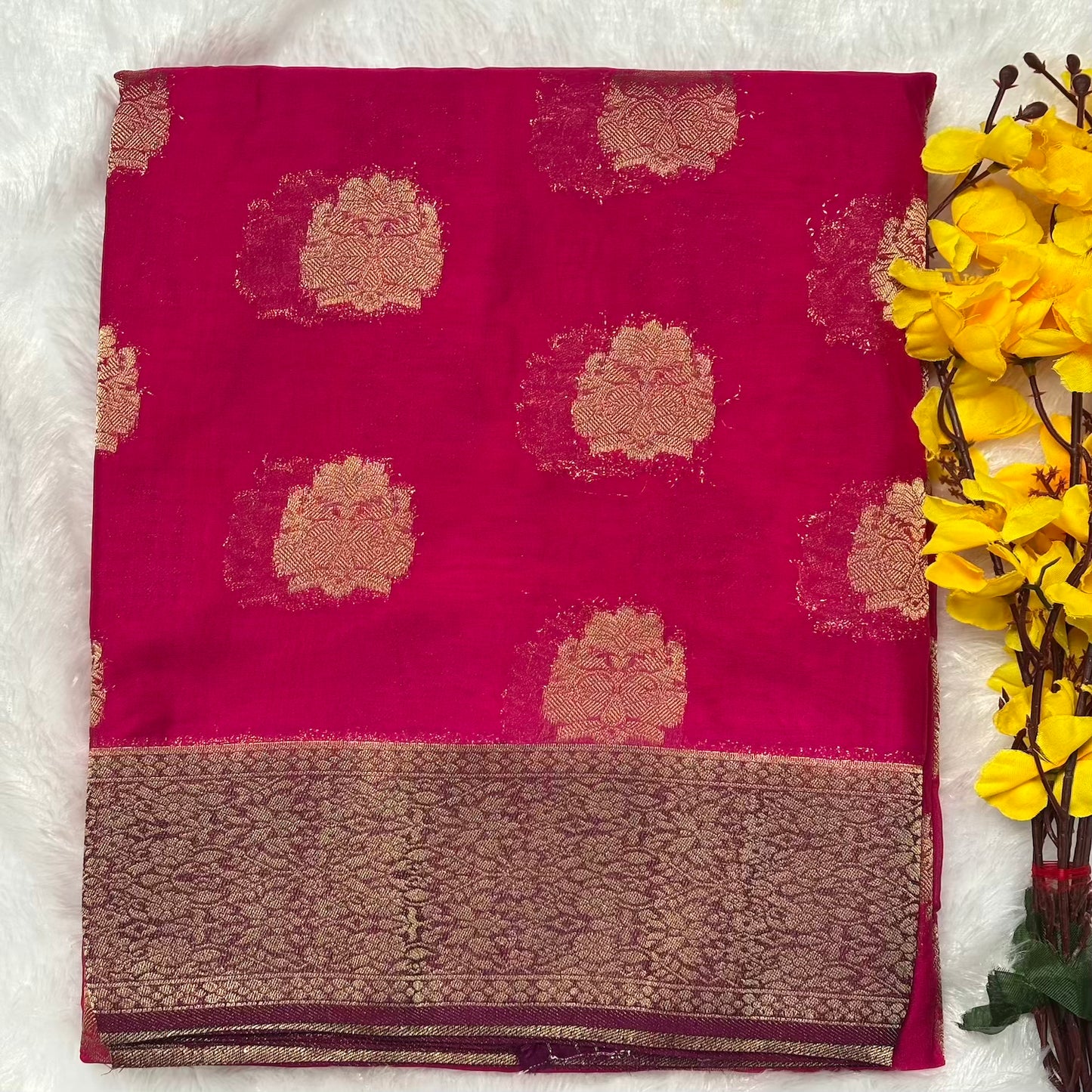 Pink n Wine big butta soft chiffon saree