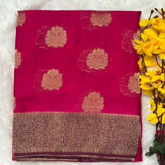 Pink n Purple big butta soft chiffon saree