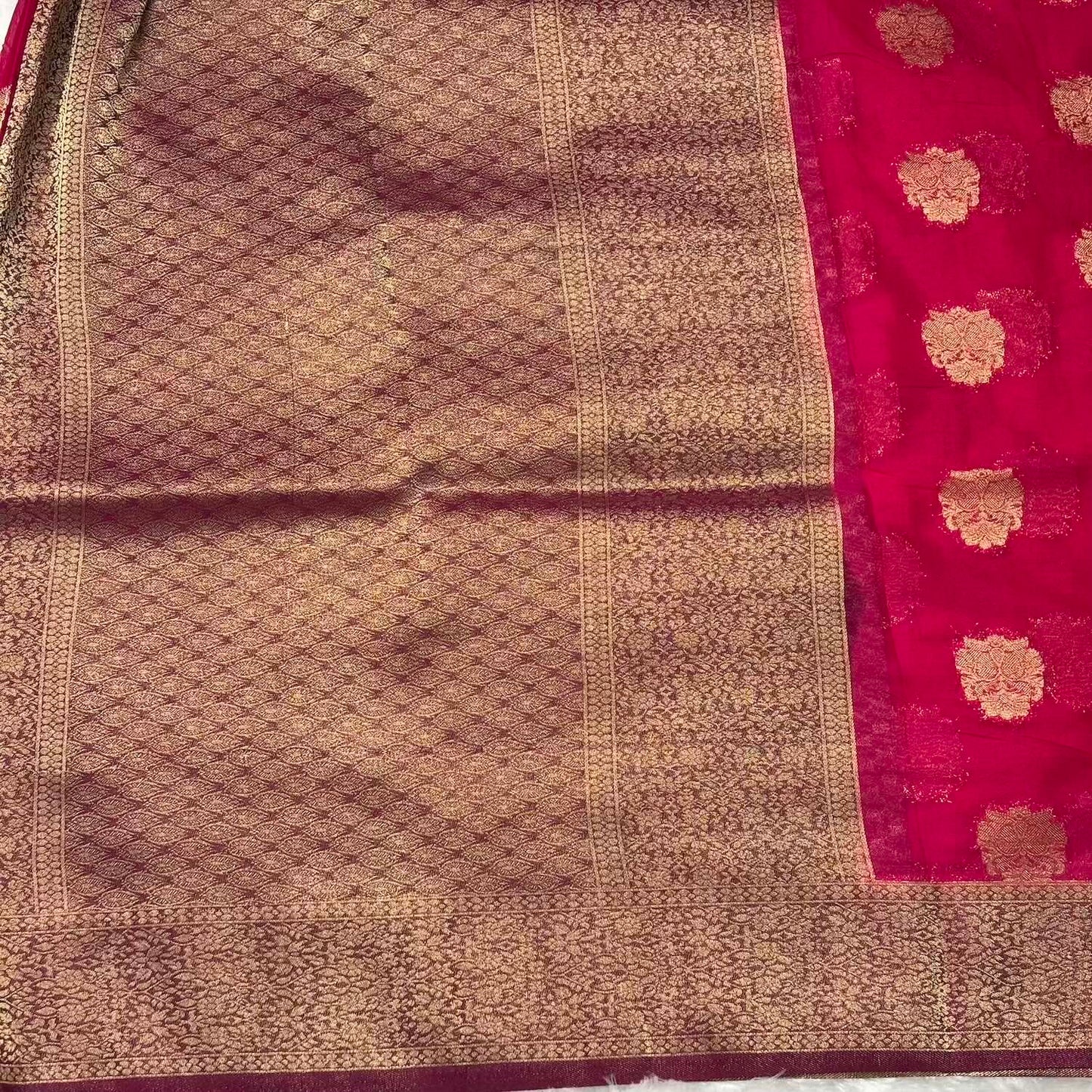 Pink n Wine big butta soft chiffon saree