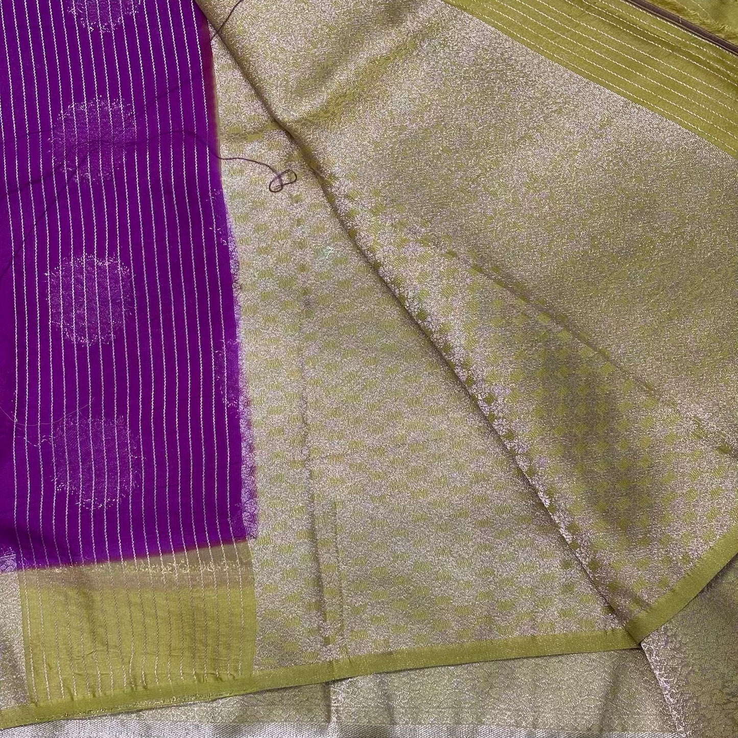 Magenta Pink n lime Yellow big butta soft chiffon saree