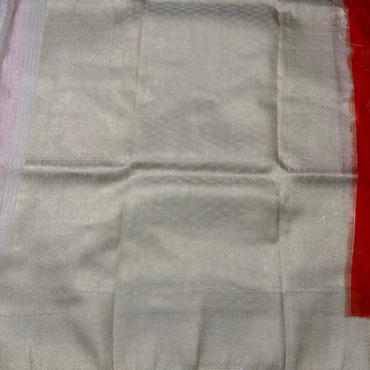 Orange n Cream big butta soft chiffon saree