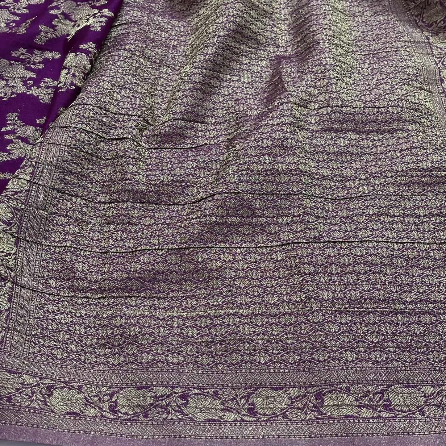 Purple Crushed georgette sarees jaal pattern