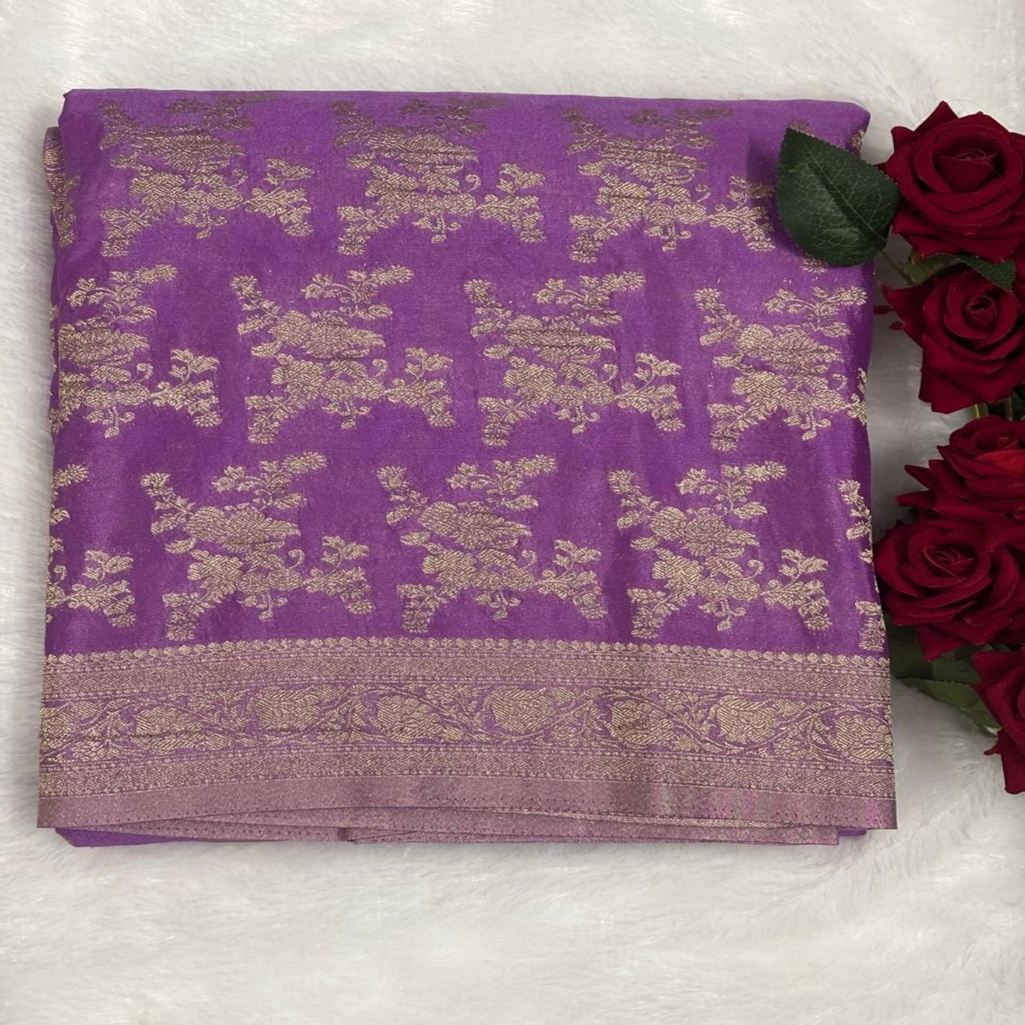 Lavender Crushed georgette sarees jaal pattern